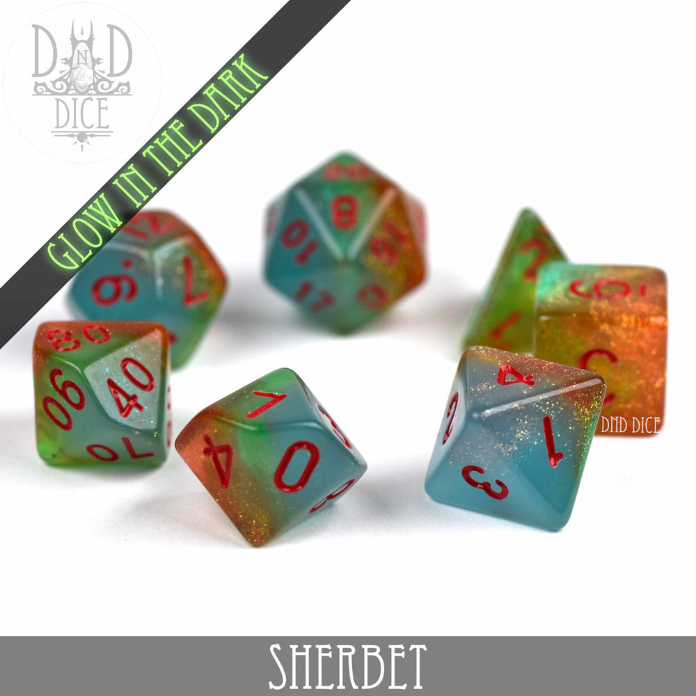 Sherbet Glow in the Dark Dice Set (Online Order Only)