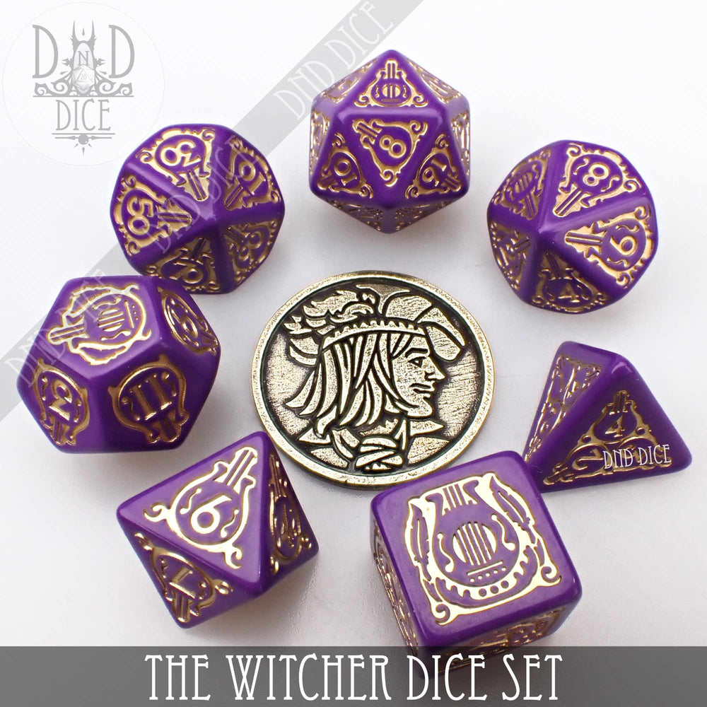 The Witcher Dice Set and Coin - Dandelion / Jaskier (Online Order Only)