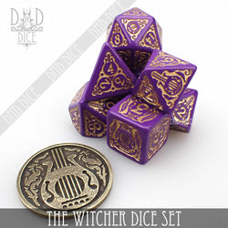 The Witcher Dice Set and Coin - Dandelion / Jaskier (Online Order Only)