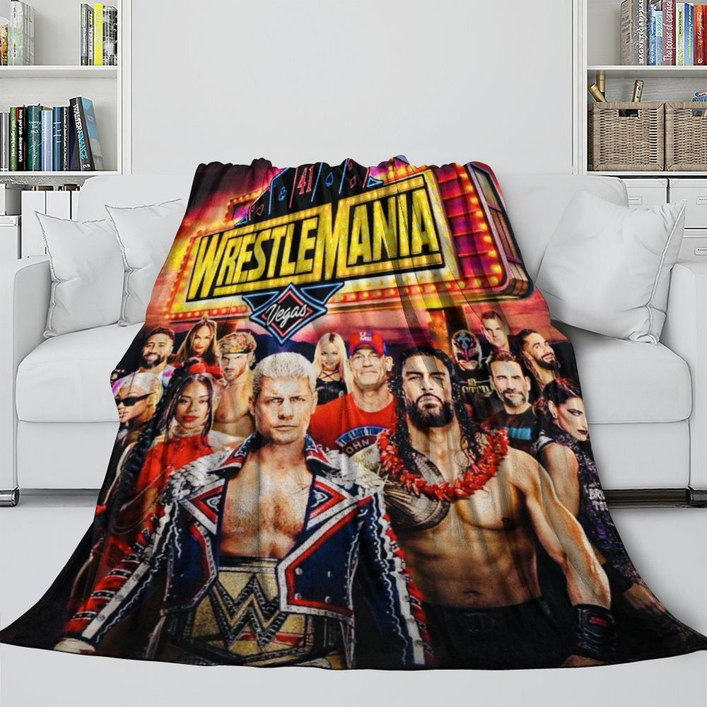 WWE Pattern Blanket Flannel Throw Kids Room Decoration (Online Order Only)