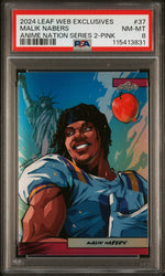 Graded 2024 Leaf Web Exclusives Malik Nabers #37 Anime Nation Series 2 Pink /10 Football Card PSA 8 Near Mint (ONLINE ORDER ONLY)