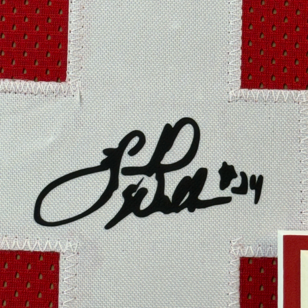 Framed Facsimile Autographed Herschel Walker 35x39 Georgia Red Reprint Laser Auto College Football Jersey (ONLINE ORDER ONLY)