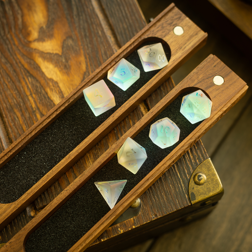 Black Walnut Wood Magnetic Dice Storage Box (ONLINE ORDER ONLY)