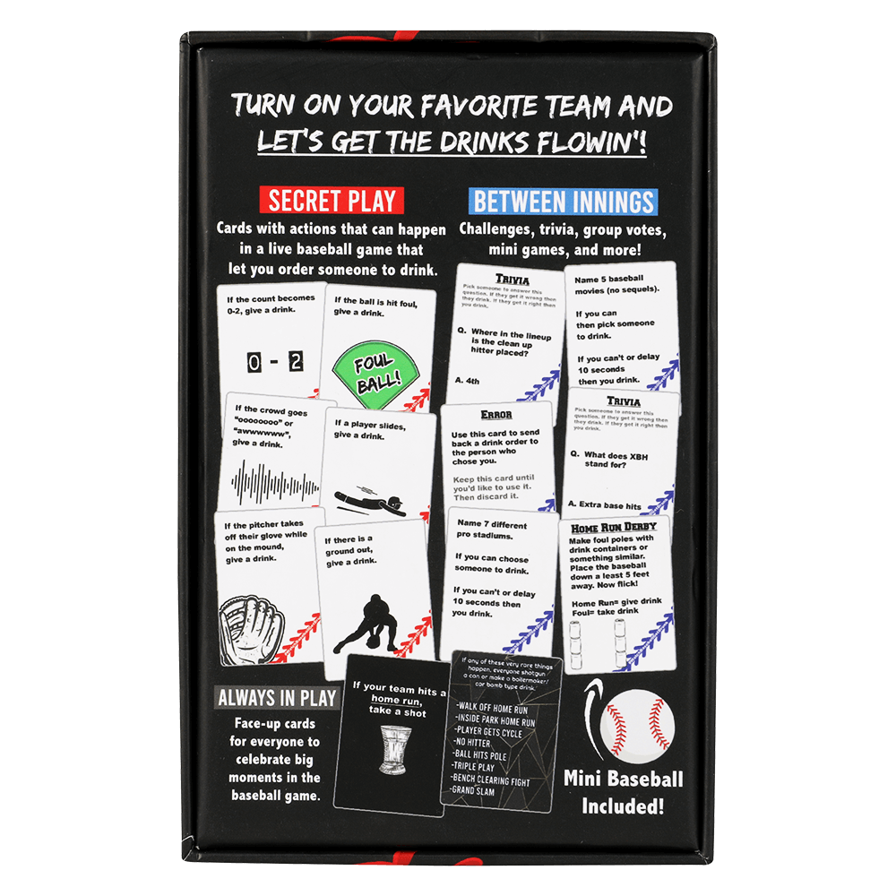 WATCH BASEBALL, GET DRUNK - The Live Baseball Drinking Game (Online Order Only)