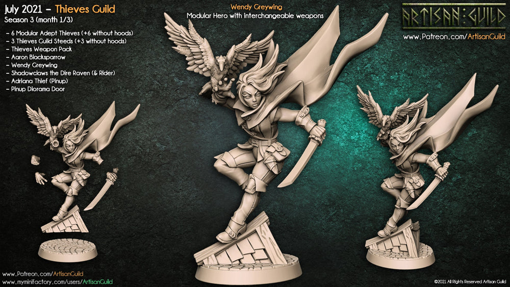 3D Printed Artisan Guild Wendy Greywing Thieves Guild 28mm 32mm (Online Only)