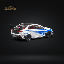 CM Model Mitsubishi Evolution X Varis White Blue Stripes 1:64 CM64-EVOX-09 (ONLINE ORDER ONLY)