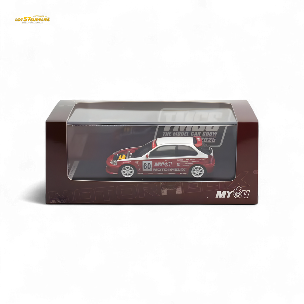 (Pre-Order) Motorhelix Honda Civic EK9 Malaysia Limited Edition - White - Red 1:64 (Online Order Only)