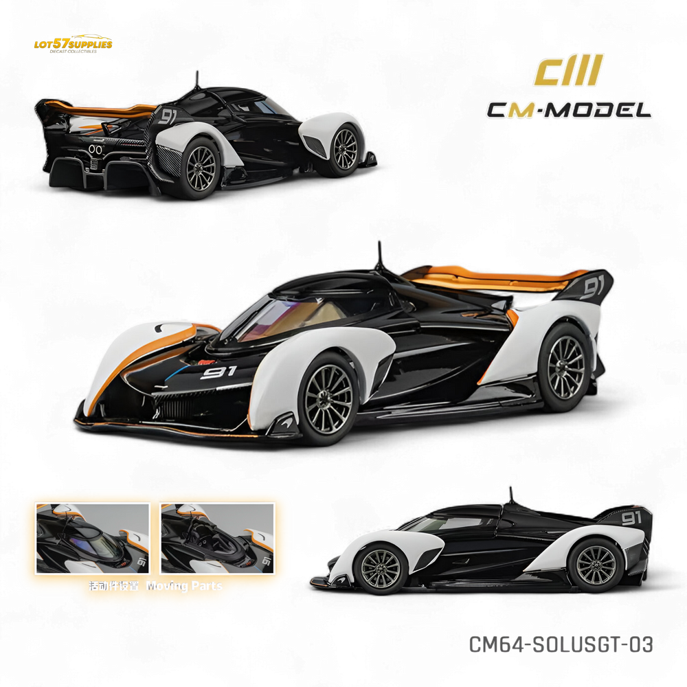 (Pre-Order) CM Model McLaren Solus GT - Black White 1:64 (ONLINE ORDER ONLY)