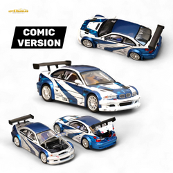 (Pre-Order) Ghost Player BMW E46 M3 GTR - White Blue Comic NFS Livery 1:64 (ONLINE ORDER ONLY)