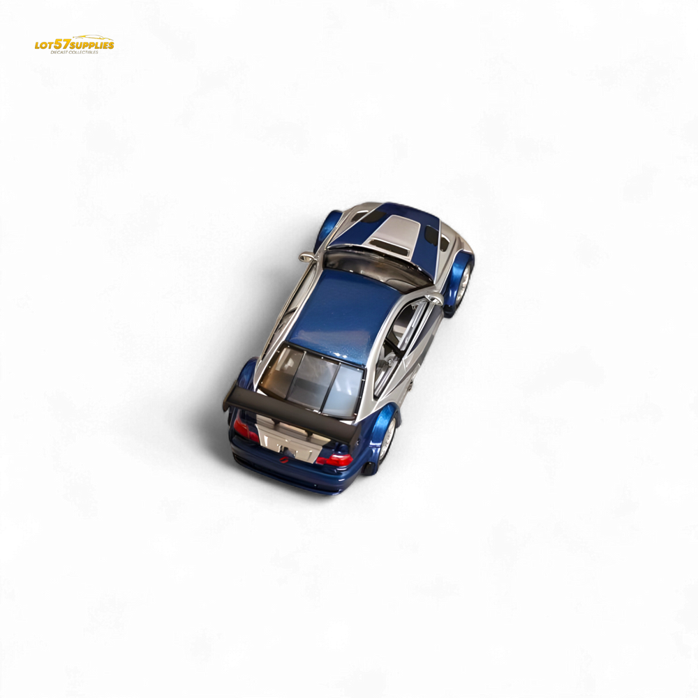 (Pre-Order) Ghost Player BMW E46 M3 GTR - Silver Blue Classic NFS Livery 1:64 (ONLINE ORDER ONLY)