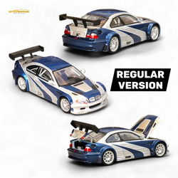 (Pre-Order) Ghost Player BMW E46 M3 GTR - Silver Blue Classic NFS Livery 1:64 (ONLINE ORDER ONLY)