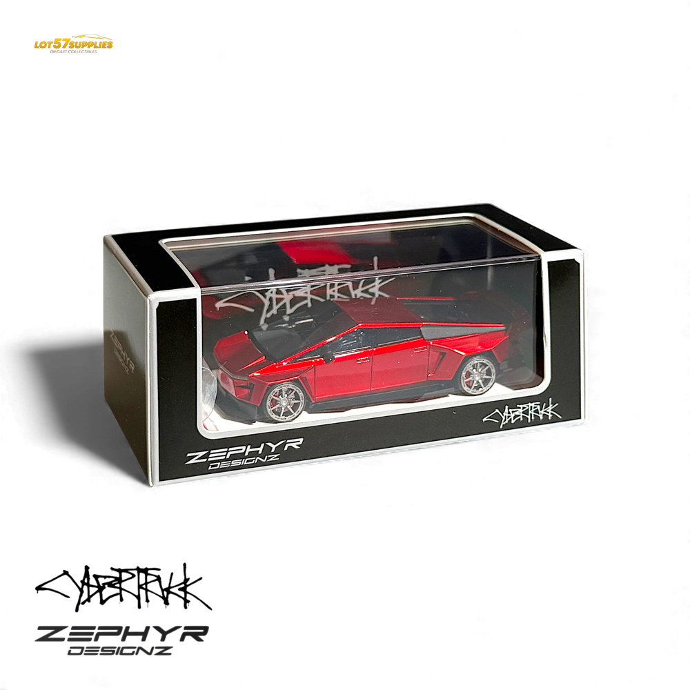 Error404 Tesla Cybertruck Custom Widebody Lowered - Metallic Red 1:64 (ONLINE ORDER ONLY)