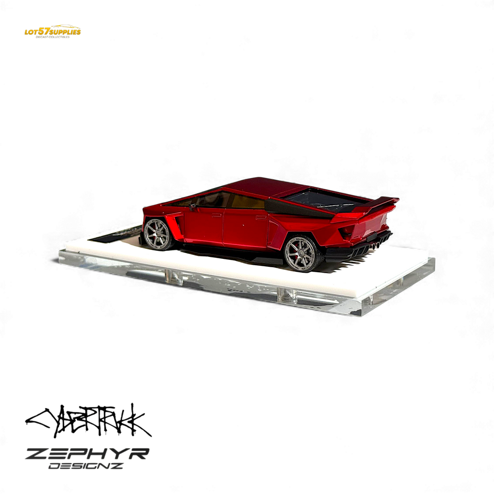 Error404 Tesla Cybertruck Custom Widebody Lowered - Metallic Red 1:64 (ONLINE ORDER ONLY)