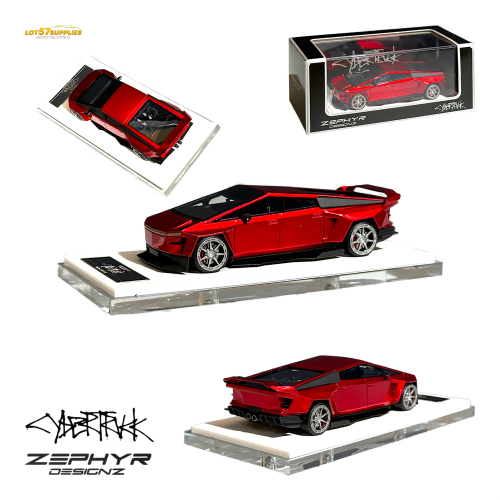 Error404 Tesla Cybertruck Custom Widebody Lowered - Metallic Red 1:64 (ONLINE ORDER ONLY)