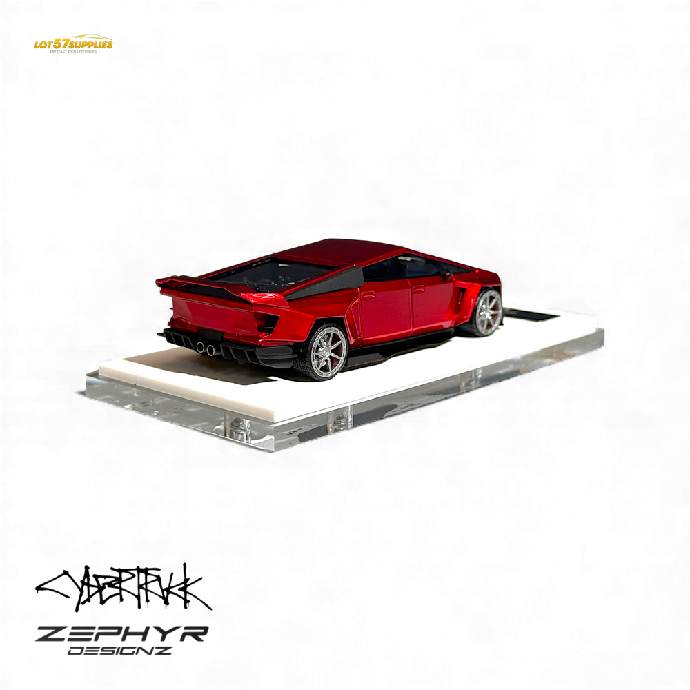 Error404 Tesla Cybertruck Custom Widebody Lowered - Metallic Red 1:64 (ONLINE ORDER ONLY)