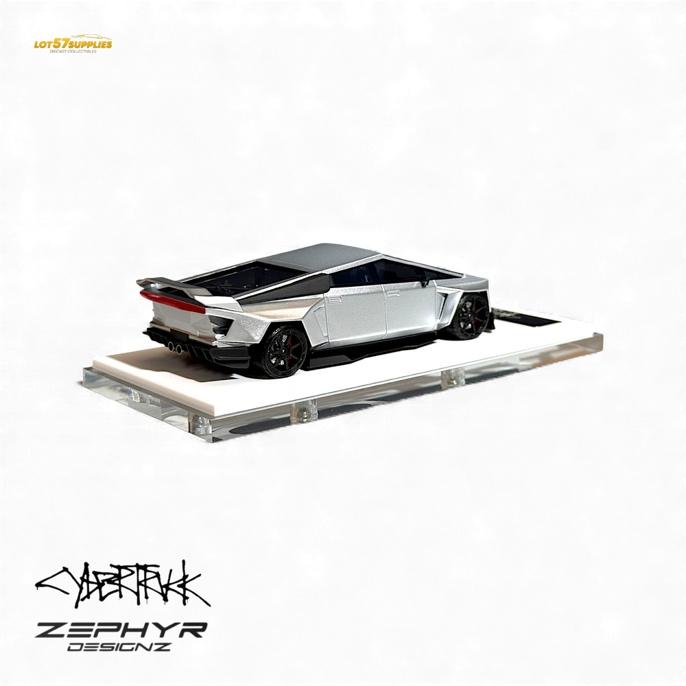 Error404 Tesla Cybertruck Custom Widebody Lowered - Silver 1:64 (ONLINE ORDER ONLY)