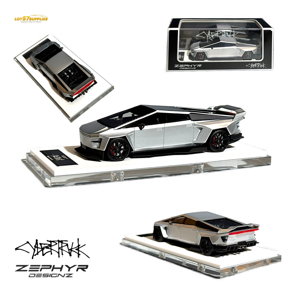 Error404 Tesla Cybertruck Custom Widebody Lowered - Silver 1:64 (ONLINE ORDER ONLY)