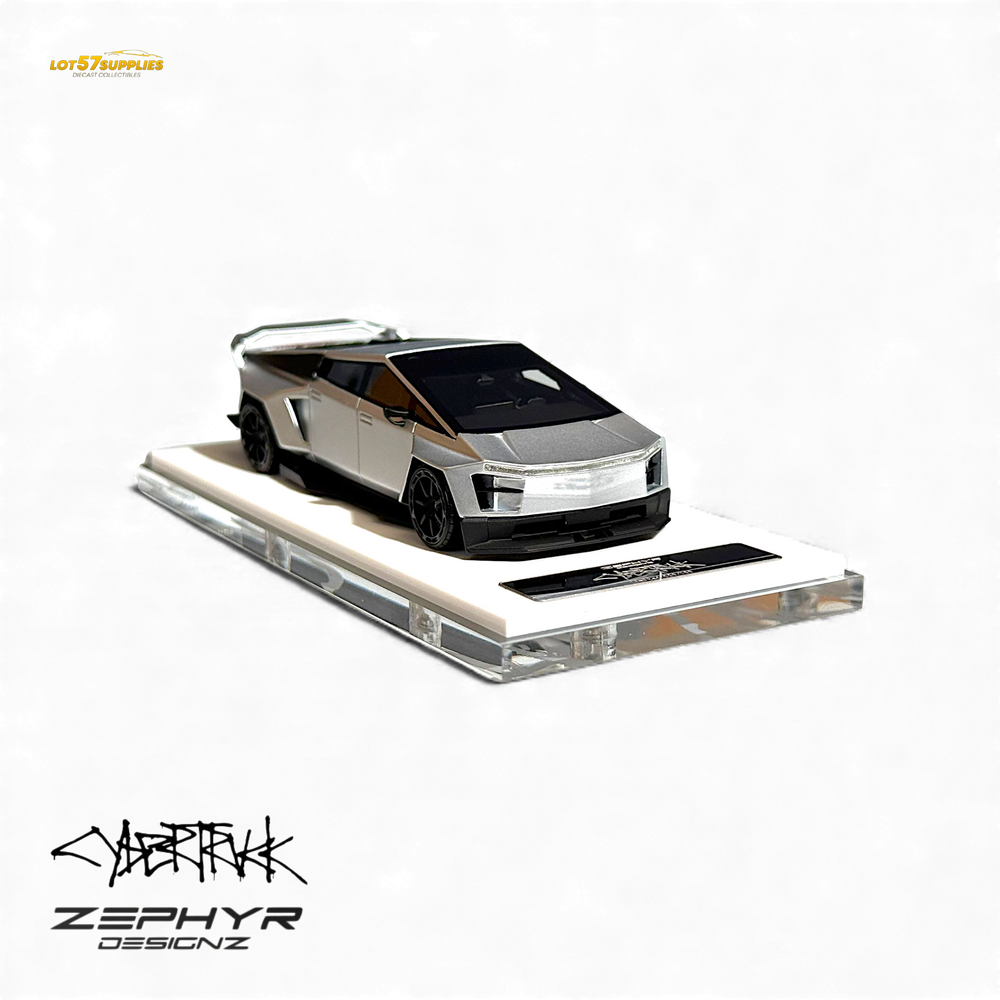 Error404 Tesla Cybertruck Custom Widebody Lowered - Silver 1:64 (ONLINE ORDER ONLY)