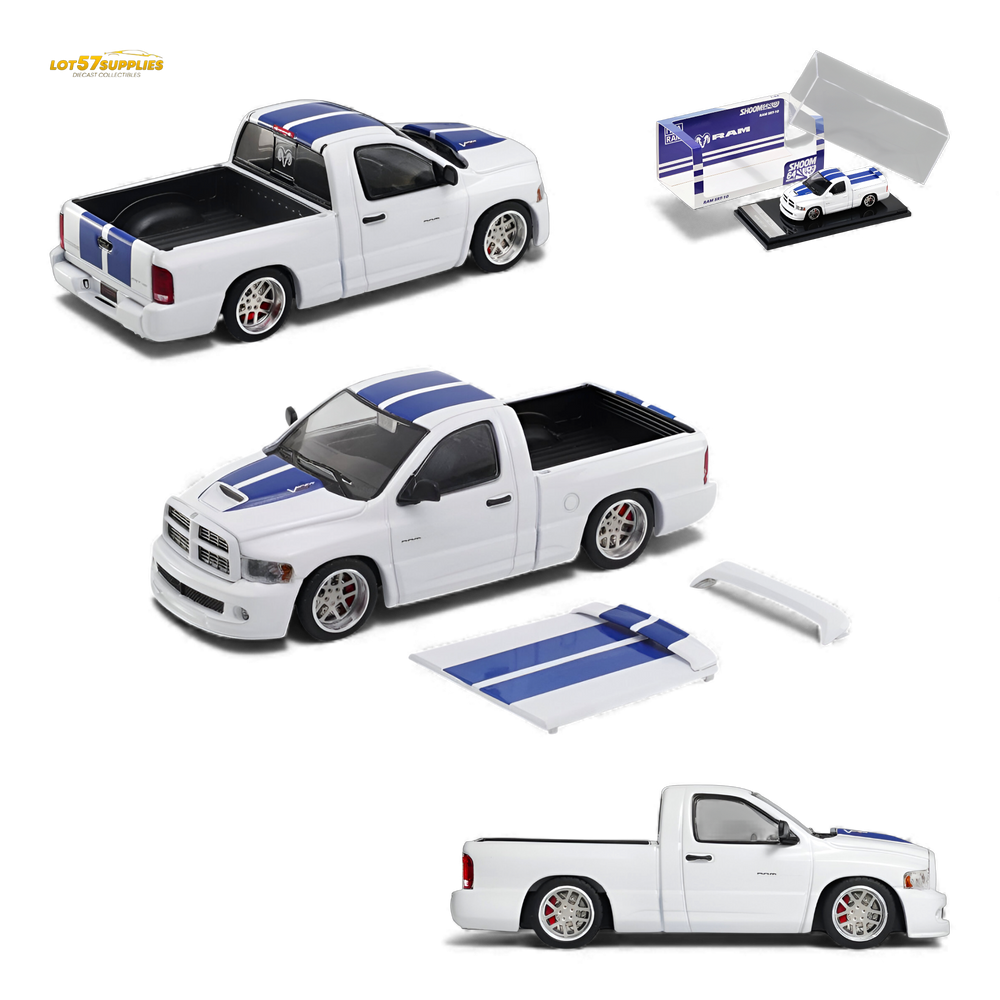 (Pre-Order) GCD Dodge RAM SRT-10 - White Blue Stripe (LHD) 1:64 (ONLINE ORDER ONLY)