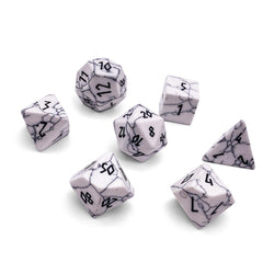 White Howlite - 7 Piece RPG Set Gemstone Dice (Online Only)