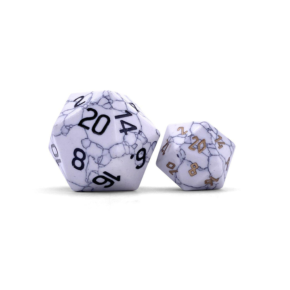 White Howlite - Boulder® 30mm Gemstone Dice (Online Only)