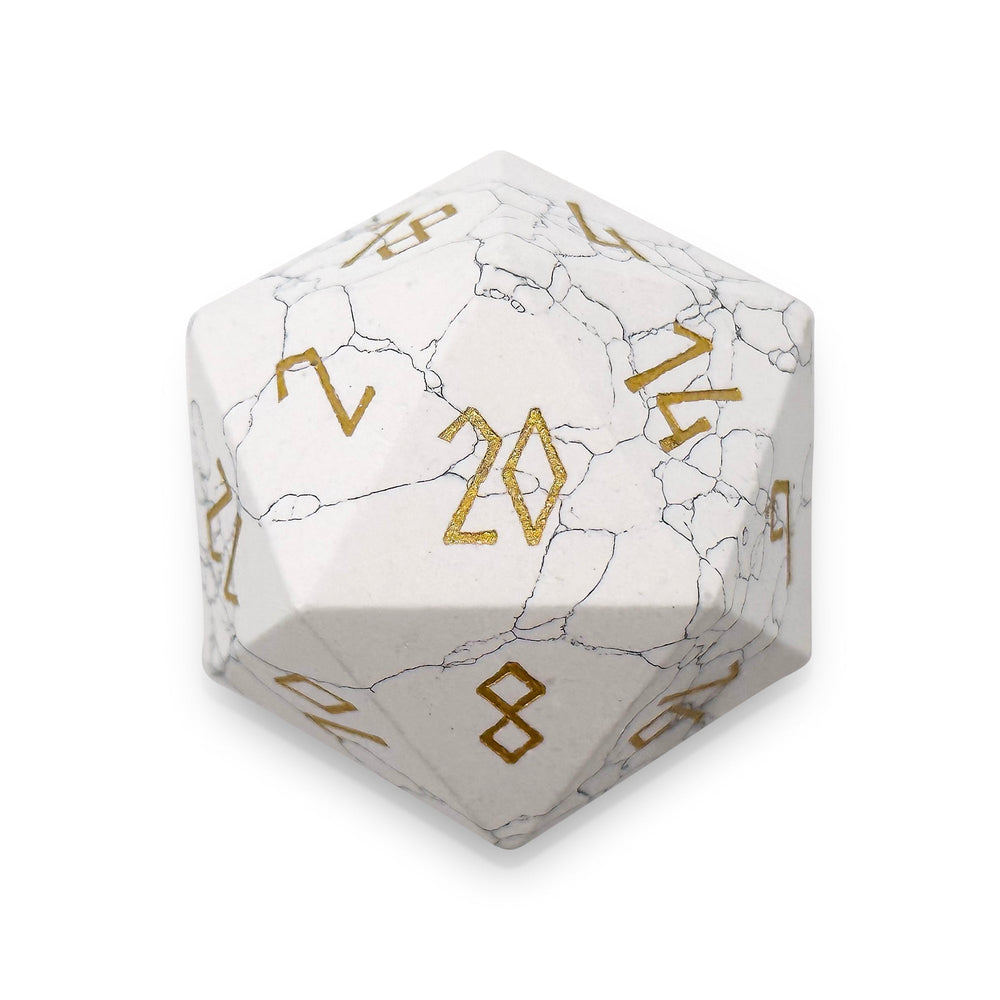 White Howlite - Boulder® 30mm Gemstone Dice (Online Only)