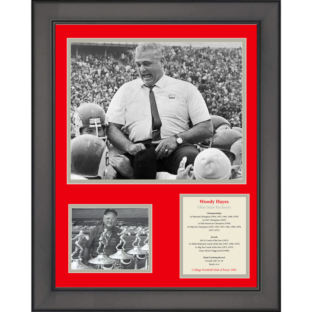 Framed Woody Hayes Hall of Fame OSU Ohio State Buckeyes 11"x14" College Football Three Photo Collage (ONLINE ORDER ONLY)