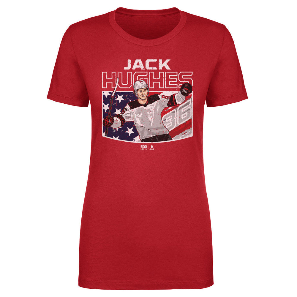 Jack Hughes New Jersey American Flag WHT (ONLINE ORDER ONLY)