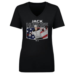 Jack Hughes New Jersey American Flag WHT (ONLINE ORDER ONLY)
