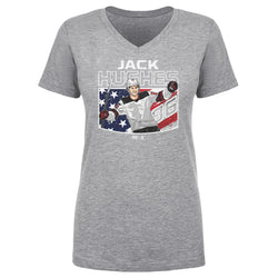 Jack Hughes New Jersey American Flag WHT (ONLINE ORDER ONLY)