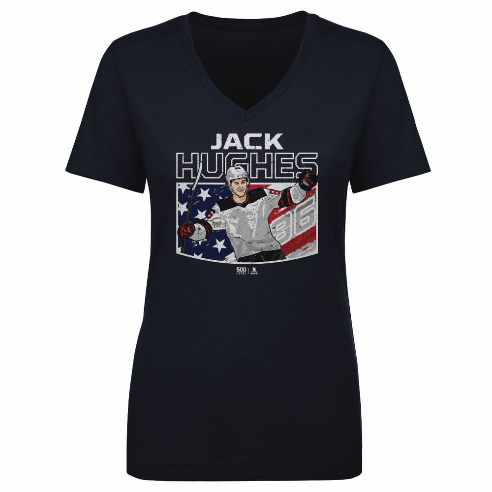 Jack Hughes New Jersey American Flag WHT (ONLINE ORDER ONLY)