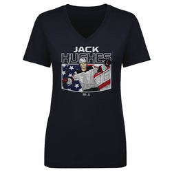 Jack Hughes New Jersey American Flag WHT (ONLINE ORDER ONLY)