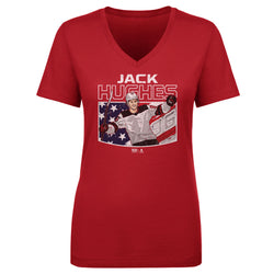 Jack Hughes New Jersey American Flag WHT (ONLINE ORDER ONLY)