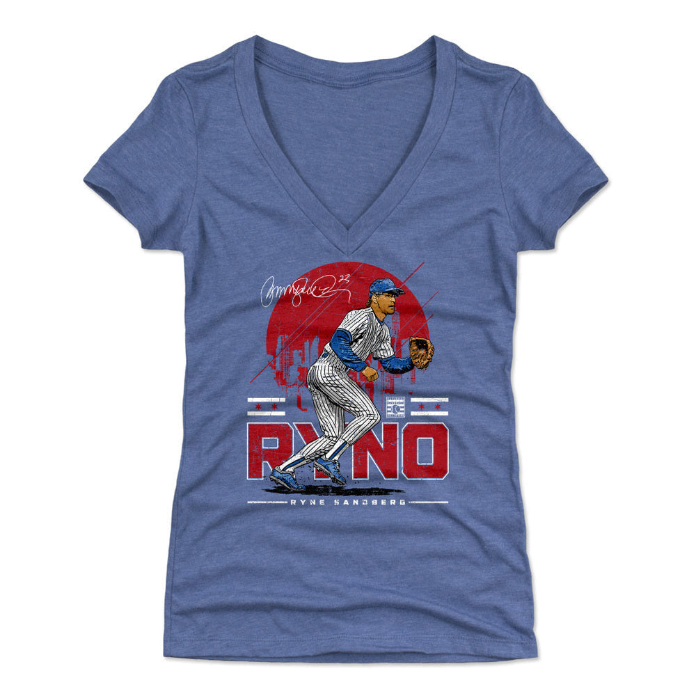 Ryne Sandberg Chicago Skyline WHT