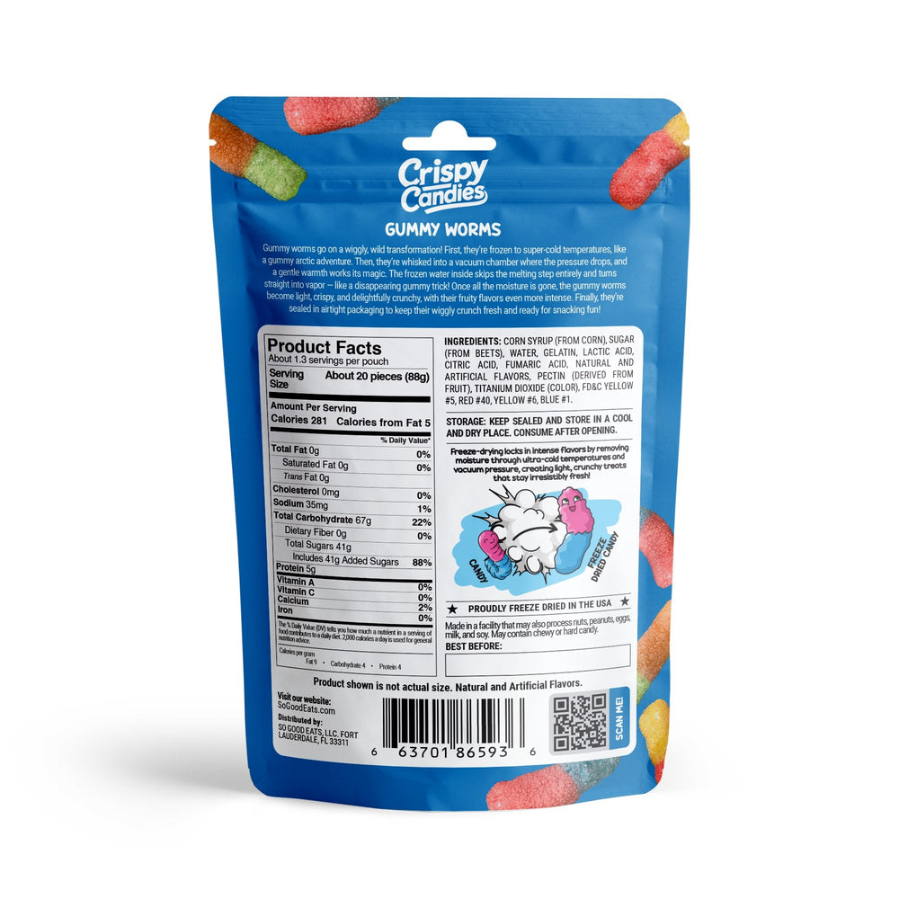 Crispy Candies - Gummy Worms Freeze Dried Candy 114g (ONLINE ORDER ONLY)