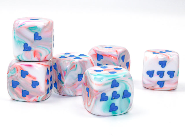 Heart Pips 16MM d6 | 7 Color Options | Multipack Options (Online Only)