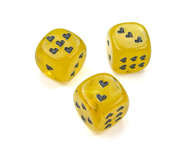 Heart 16mm Cirrus® w/pips Yellow/black d6 (Online Only)