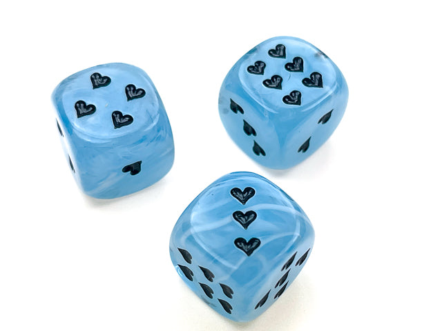 Heart 16mm Cirrus® w/pips Light Blue/black d6 (Online Only)