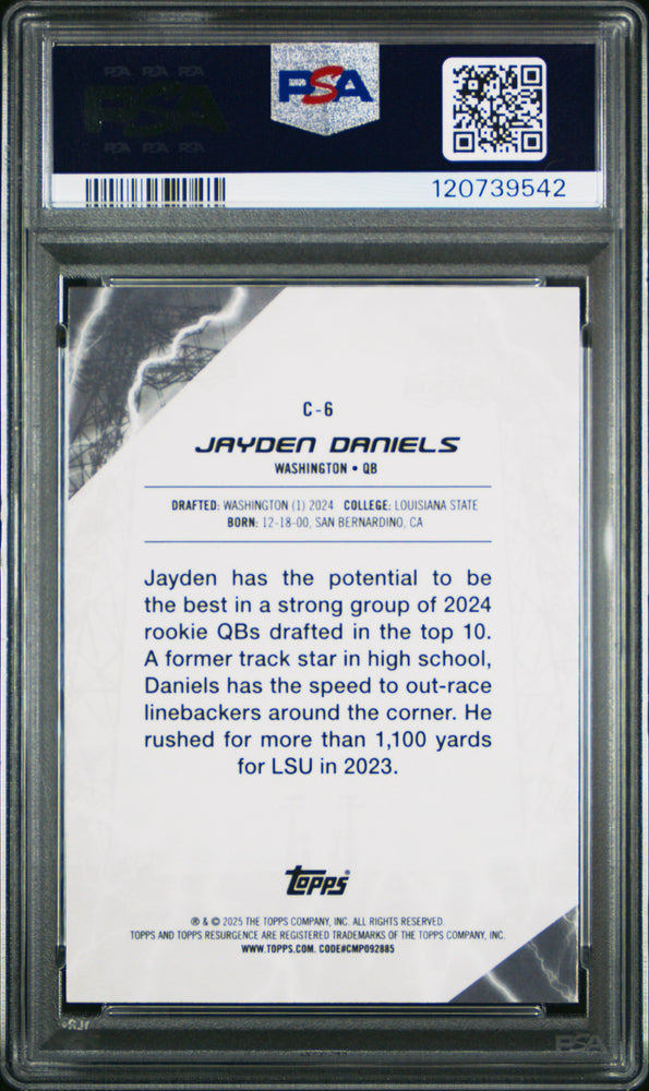 Graded 2024 Topps Resurgence Jayden Daniels #C6 Conductors Rookie RC Football Card PSA 10 Gem Mint (ONLINE ORDER ONLY)