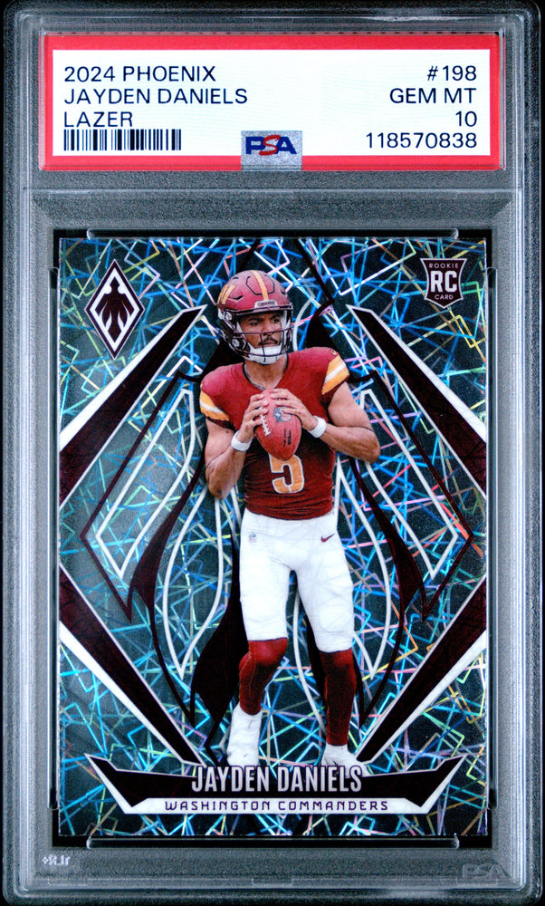 Graded 2024 Panini Phoenix Jayden Daniels #198 Lazer Rookie RC Football Card PSA 10 Gem Mint (ONLINE ORDER ONLY)