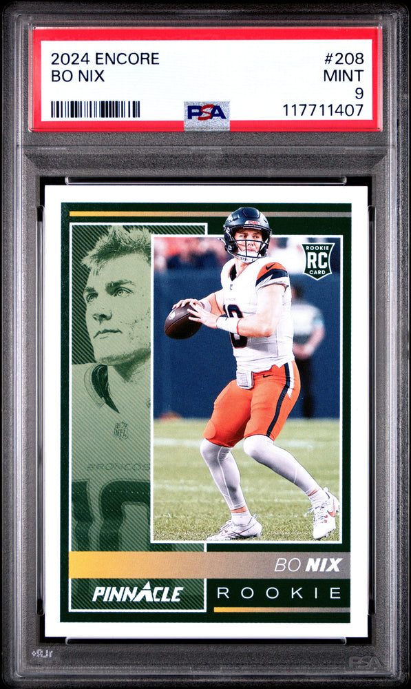 Graded 2024 Panini Encore Bo Nix #208 Rookie RC Football Card PSA 9 Mint (ONLINE ORDER ONLY)
