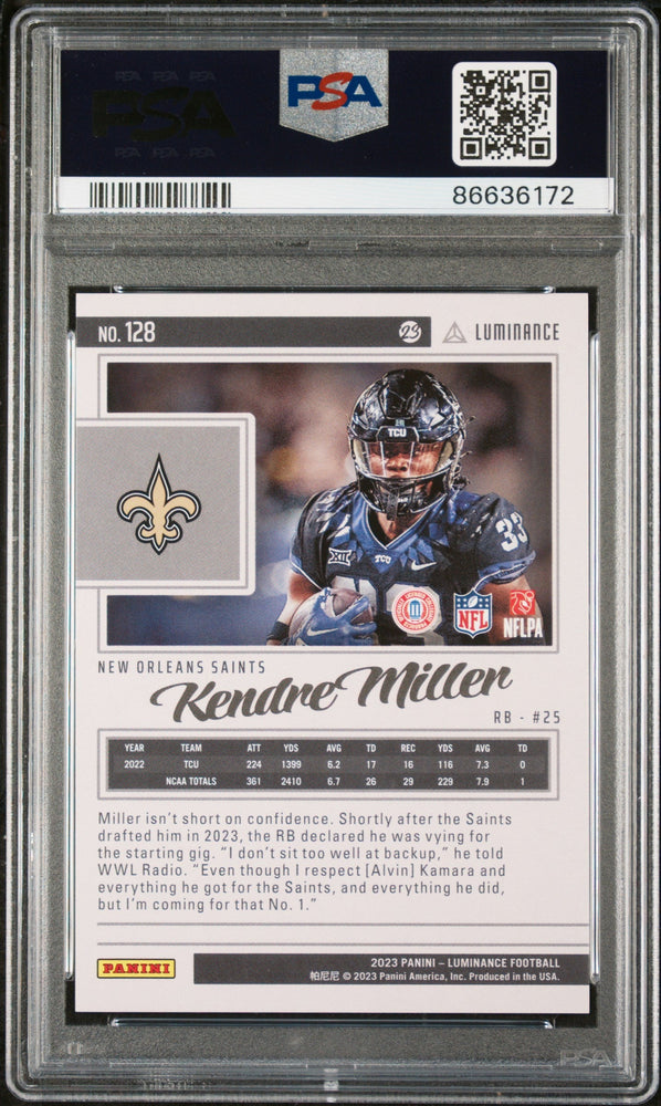 2023 PANINI LUMINANCE KENDRE MILLER PURPLE #128 - PSA 10 ROOKIE CARD (Online Order Only)