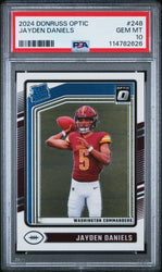 Graded 2024 Panini Donruss Optic Jayden Daniels #248 Rookie RC Football Card PSA 10 Gem Mint (ONLINE ORDER ONLY)