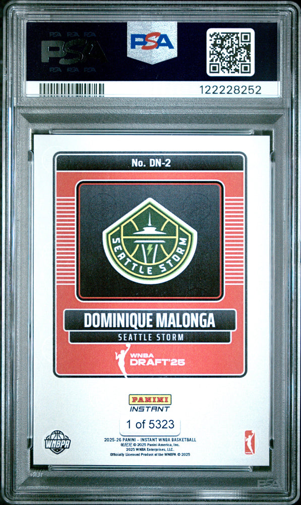 Graded 2025 Panini Instant Dominque Malonga #DN2 Draft Night Rookie RC Basketball Card PSA 10 Gem Mint (ONLINE ORDER ONLY)