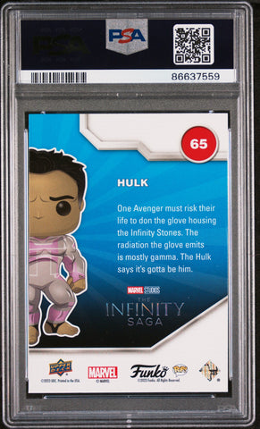 2023 UPPER DECK FUNKO POP MARVEL  HULK PLATINUM #65  PSA 10 (Online Order Only)