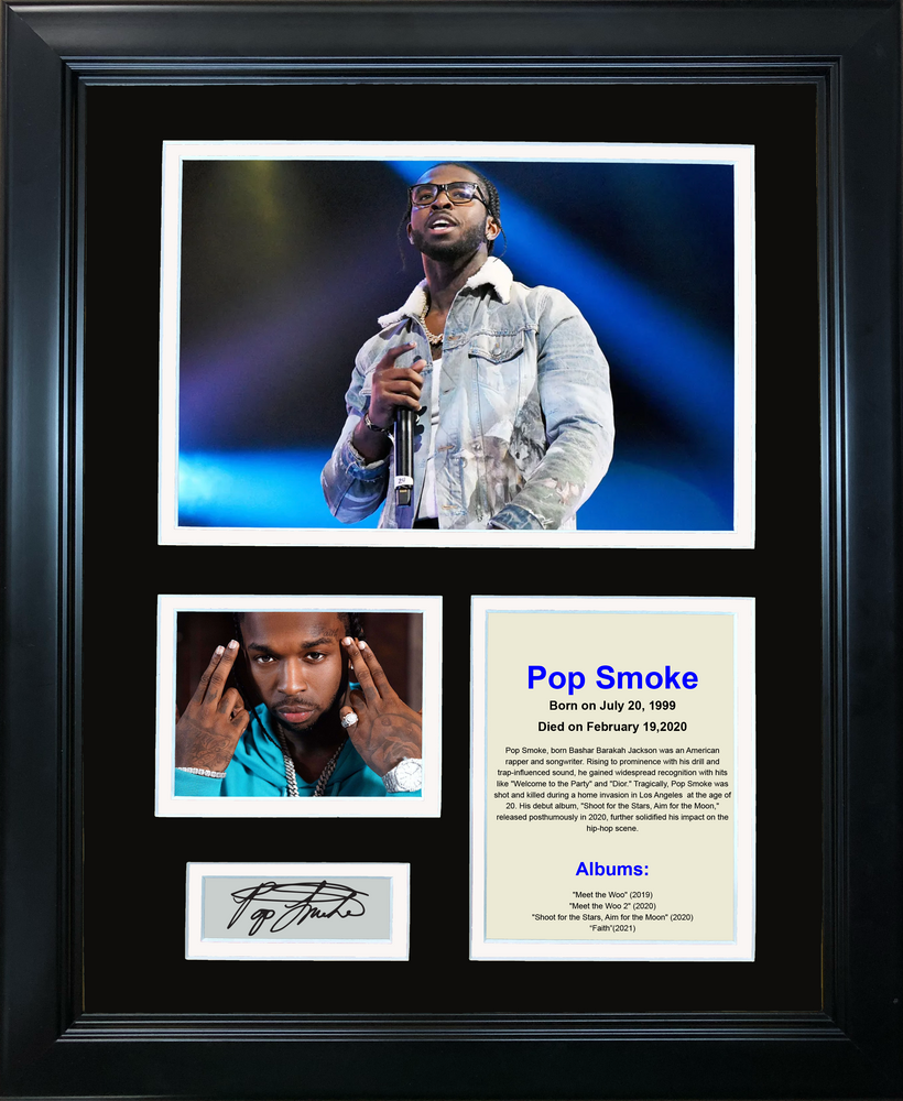 Framed Pop smoke Discography Facsimile Laser Engraved Signature Auto 11"x14"Music Photo Sig Collage (ONLINE ORDER ONLY)