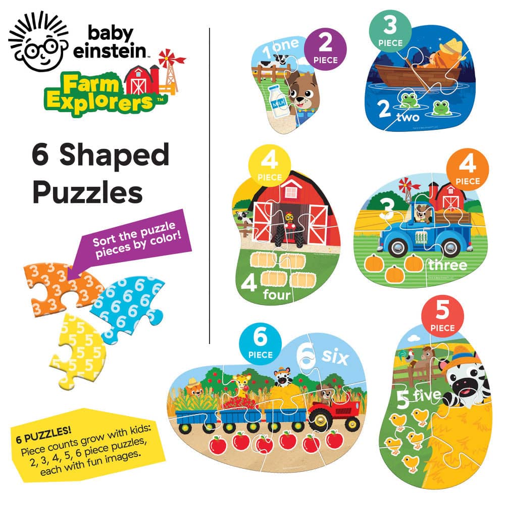 Baby Einstein - Farm Explorers 6-Pack Mini Shaped Jigsaw Puzzles (ONLINE ORDER ONLY)