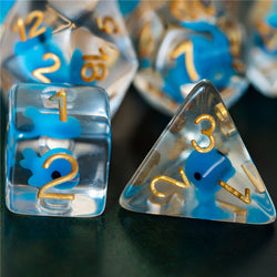 Blue Whale Dice Clear Dice w/ Blue Whales 7-Dice Set Rpg (Online Only)