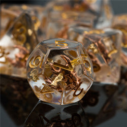 Paladin (Helmet) Clear Dice w/ Golden Helmet 7-Dice Set Rpg (Online Only)