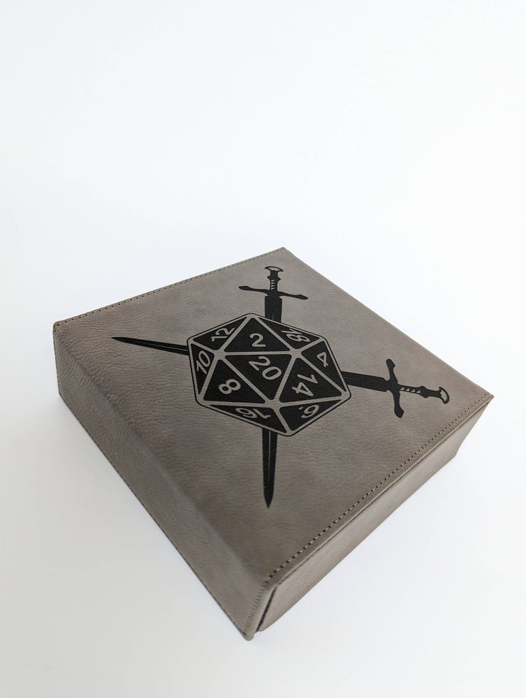D20 Swords - Vegan Leather Dice Box (ONLINE ORDER ONLY)